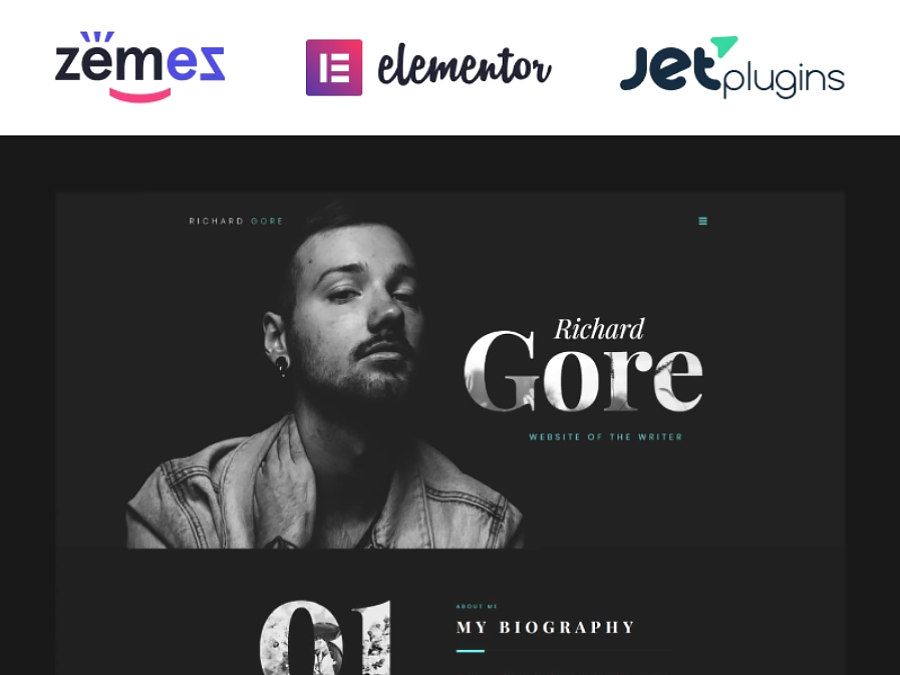 Richard Gore - Writer Portfolio Elementor WordPress Theme